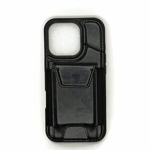 Black Faux Leather IPhone 16 Pro Case with Wallet Card Holder